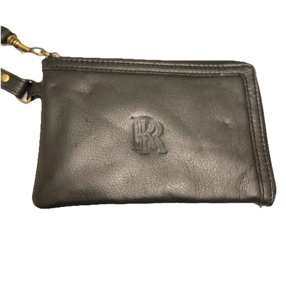 Rolls Royce Handbags - Rolls Royce Rare Vintage Promotional Black Leather Zip Around Logo Wristlet.